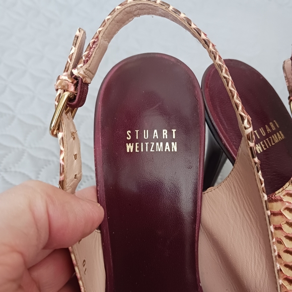Stuart Weitzman multi color embossed leather heels sandals - Picture 8 of 9